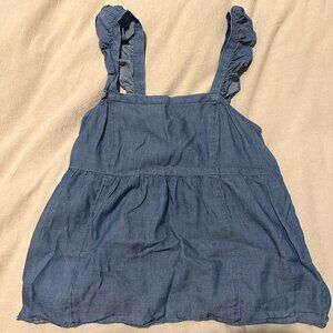 LOFT Denim Tank Top with Ruffle on straps Women's Size XS Blue